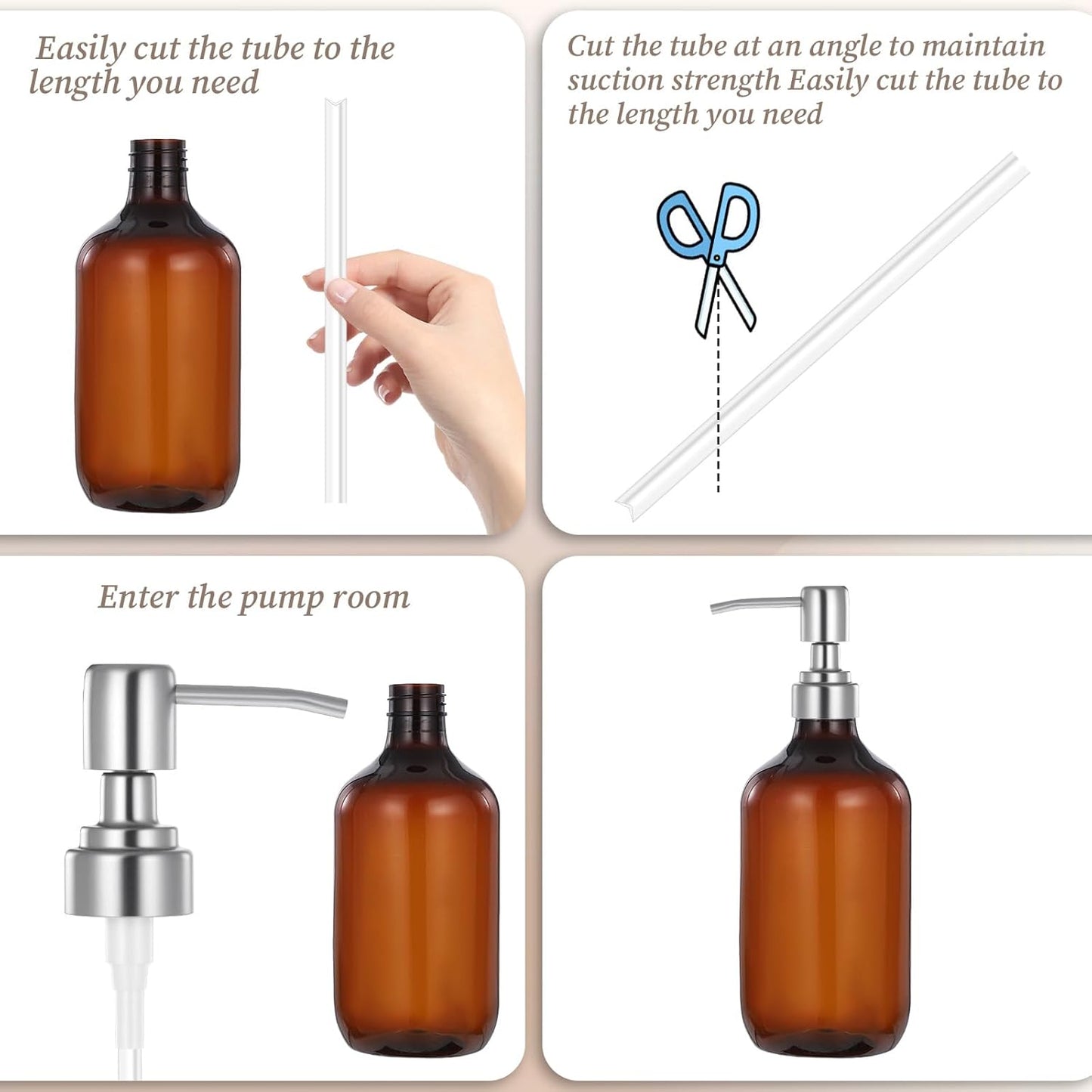 2 PCS Soap Dispenser Pump Replacement, Silver Stainless Steel Soap Pump Replacement Head, Kitchen and Bathroom Soaps Dispenser Pumps for Lotion Bottles, Standard Diameter 28/400 Neck Size