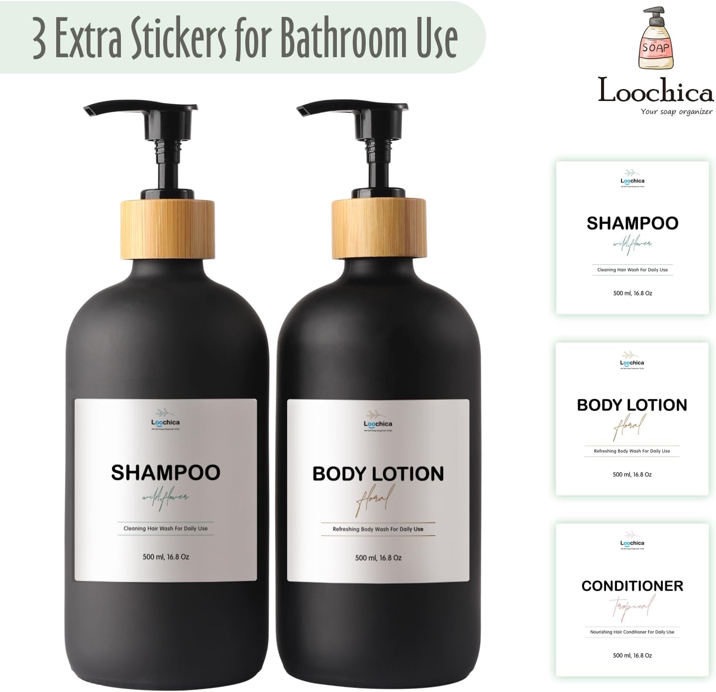 2 Pack Black Glass Soap Dispenser Set, Matte Black Soap Dispenser for Sink, Rustic Kitchen Decor