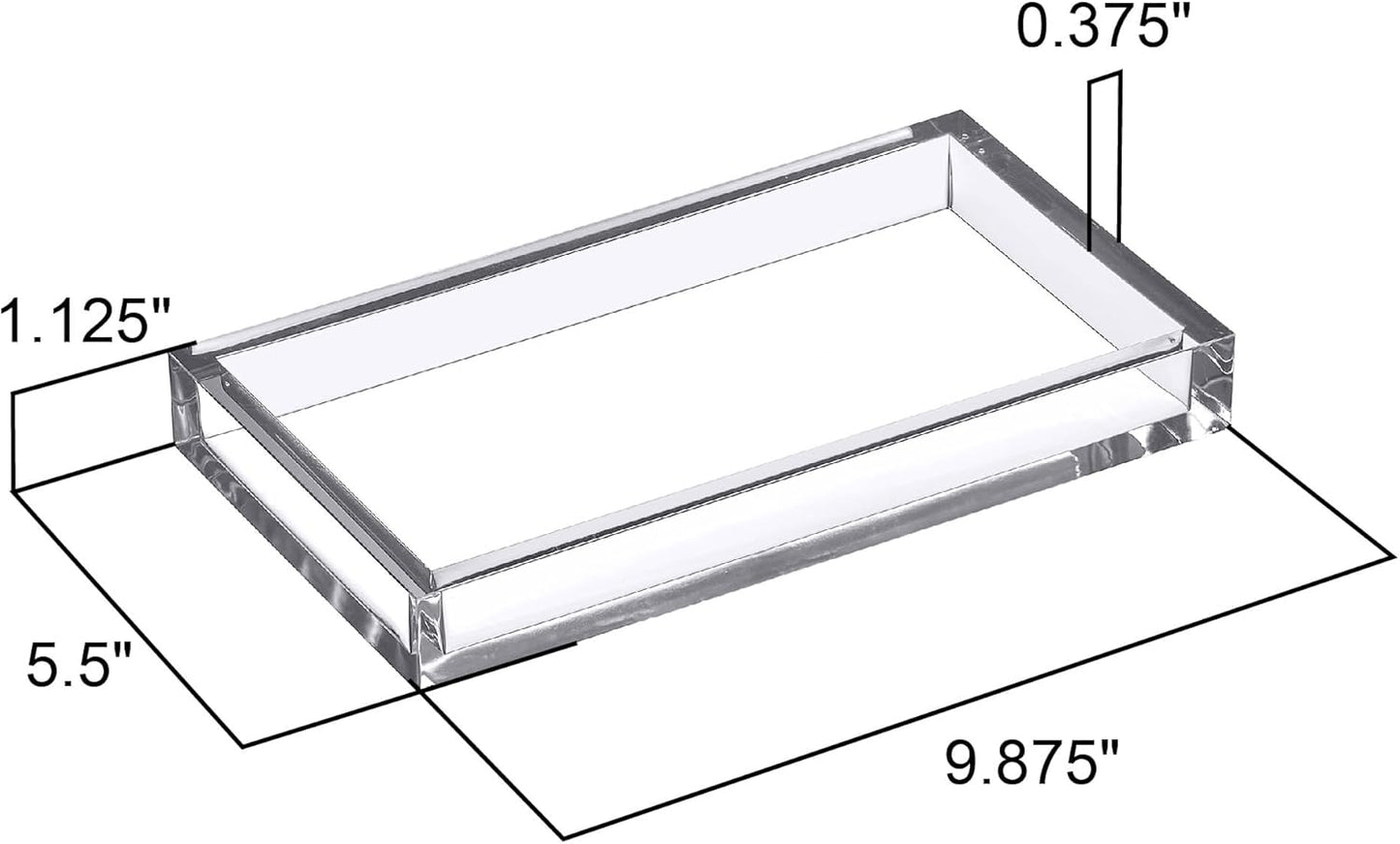 Amazing Abby - Selena - 2-Pack Acrylic Vanity Tray (9.5"x5.5"), 9mm Thick Acrylic, Plastic Bathroom Countertop Organizer, Clear Decorative Dish, Great for Vanity, Nightstand, Entryway, and Home Decor