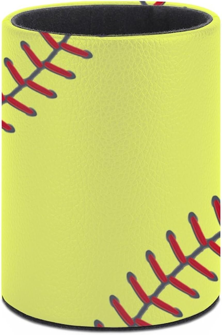 Softball Pen Holder Pencil Organizer Cute Pencil Cup Desk Decor Makeup Brush Holder PU Multifunctional Office Suppliesfor Home Classroom School