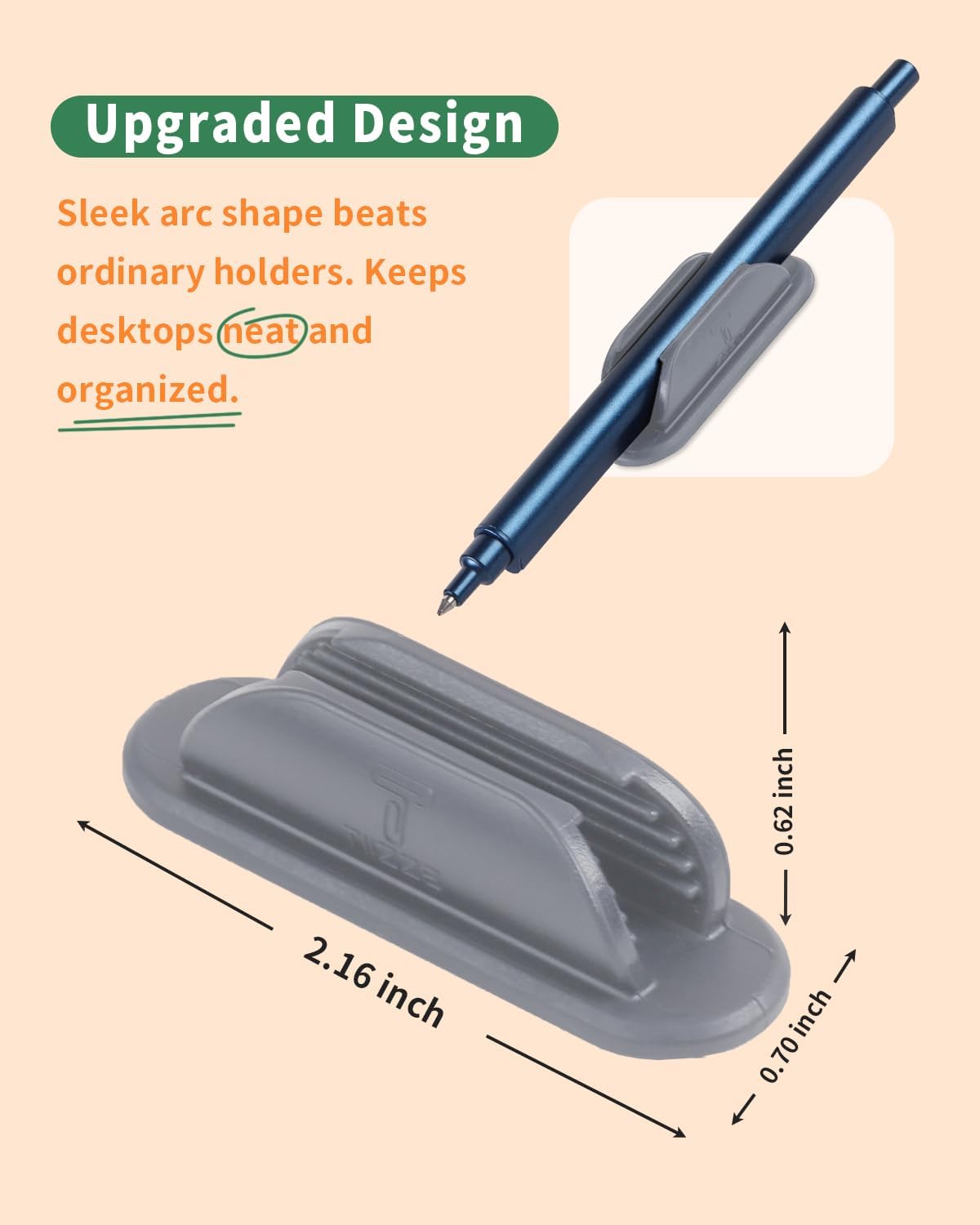 Adhesive Pencil Holders for Desk Set of 10 - Silicone Pen Holder with 15 PCS Adhesive Pads - Flexible Pencil Holder for Office Essentials Accessories and Teacher Supplies - Grey