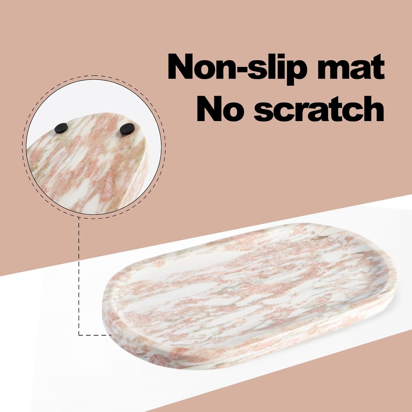 Koville Norway Natural Marble Tray, 12"x6" Vanity Decorative Tray for Countertop Organizer, Catchall for Perfume, Candles, Jewelry Dish