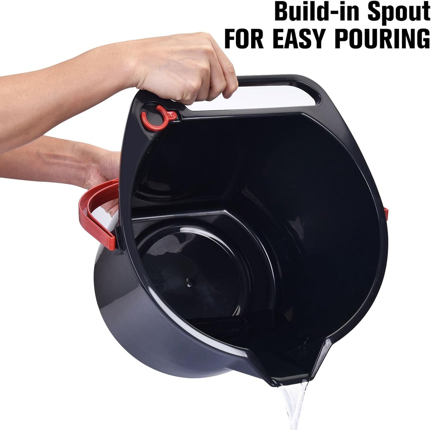 Matthew Cleaning 4.2 Gallon Mop Bucket, Heavy Duty Plastic Cleaning Bucket with Built-in Pour Spout, Mop Holder and Comfort Grip Handle, House and Commercial Cleaning Supplies, Case Pack 12 Pcs Black