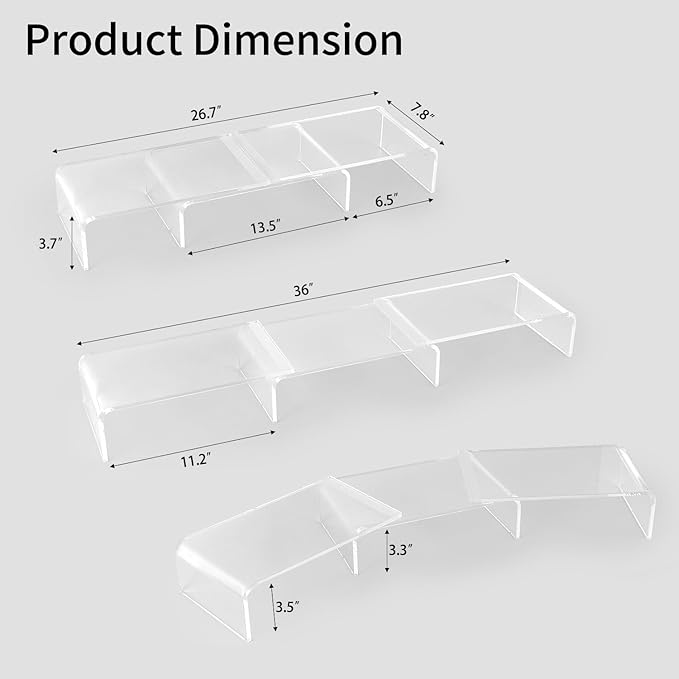 Acrylic Monitor Stand , Clear Monitor Stand for Desk, Computer Accessories for Home Office, Desk Organizer Shelf for Laptop, PC, Multi Media and more