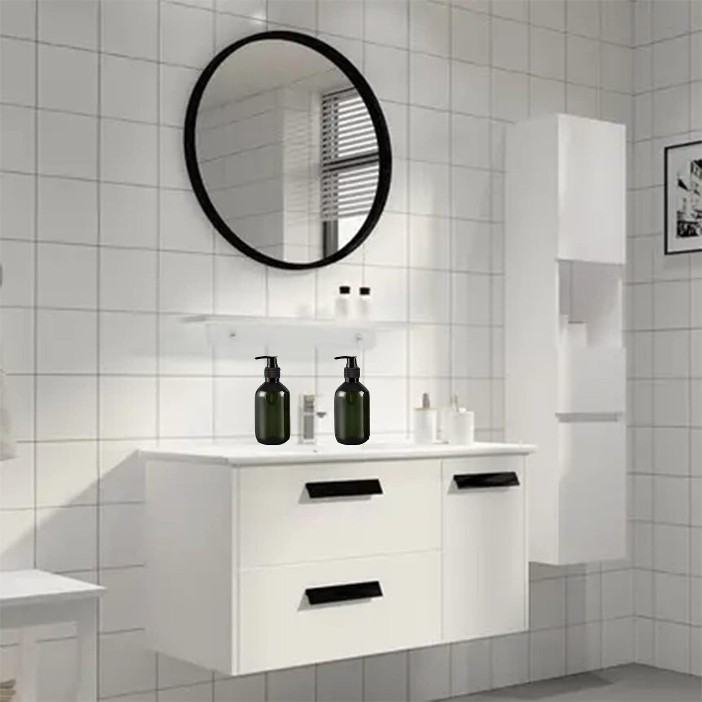 10 Ounce/300ml Pump Bottle Dispenser, Empty Plastic Refillable Lotion Soap Shampoo Dispenser Containers with Pump, for Bathroom, Kitchen Sink, Lotion, Hand Soap Dispenser, 2-Pack Green