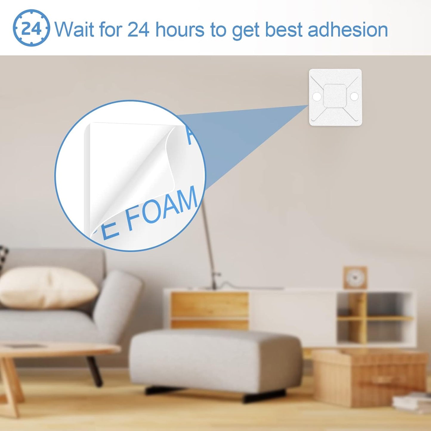 Zip Tie Mounts - SeuYeugX 100 PCS Cable Self Adhesive Mounts Set for Wire Management with Stick Pads Anchors Clips Squares Holders (White)