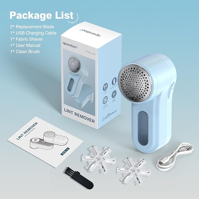 Fabric Shaver Lint Shaver, Electric Lint Remover with 13-Blades, Sweater Shaver USB Rechargeable Fabric Pilling Remover for Clothes, Couch, Beddings