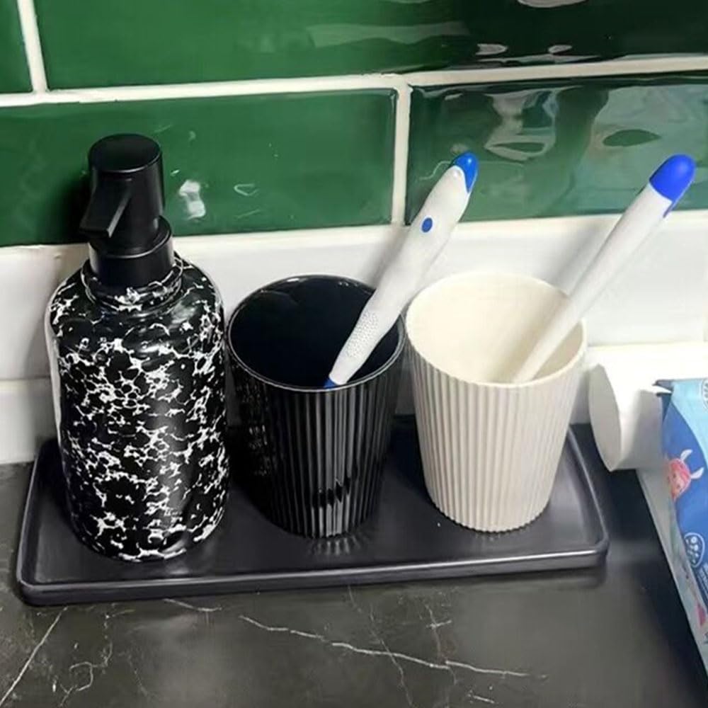 Ceramic Vertical Stripe Toothbrush Cup, Couple Toothbrush Cups, Bathroom Tumbler, Striped Ceramic Coffee Mug, Drinking Cup (White)