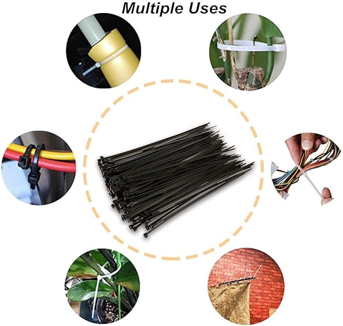 Cable Zip Ties,500 Packs Self-Locking 4+6+8+10+12-Inch Width 0.16inch Nylon Cable Ties,Perfect for Home,Office,Garage and Workshop (Black)