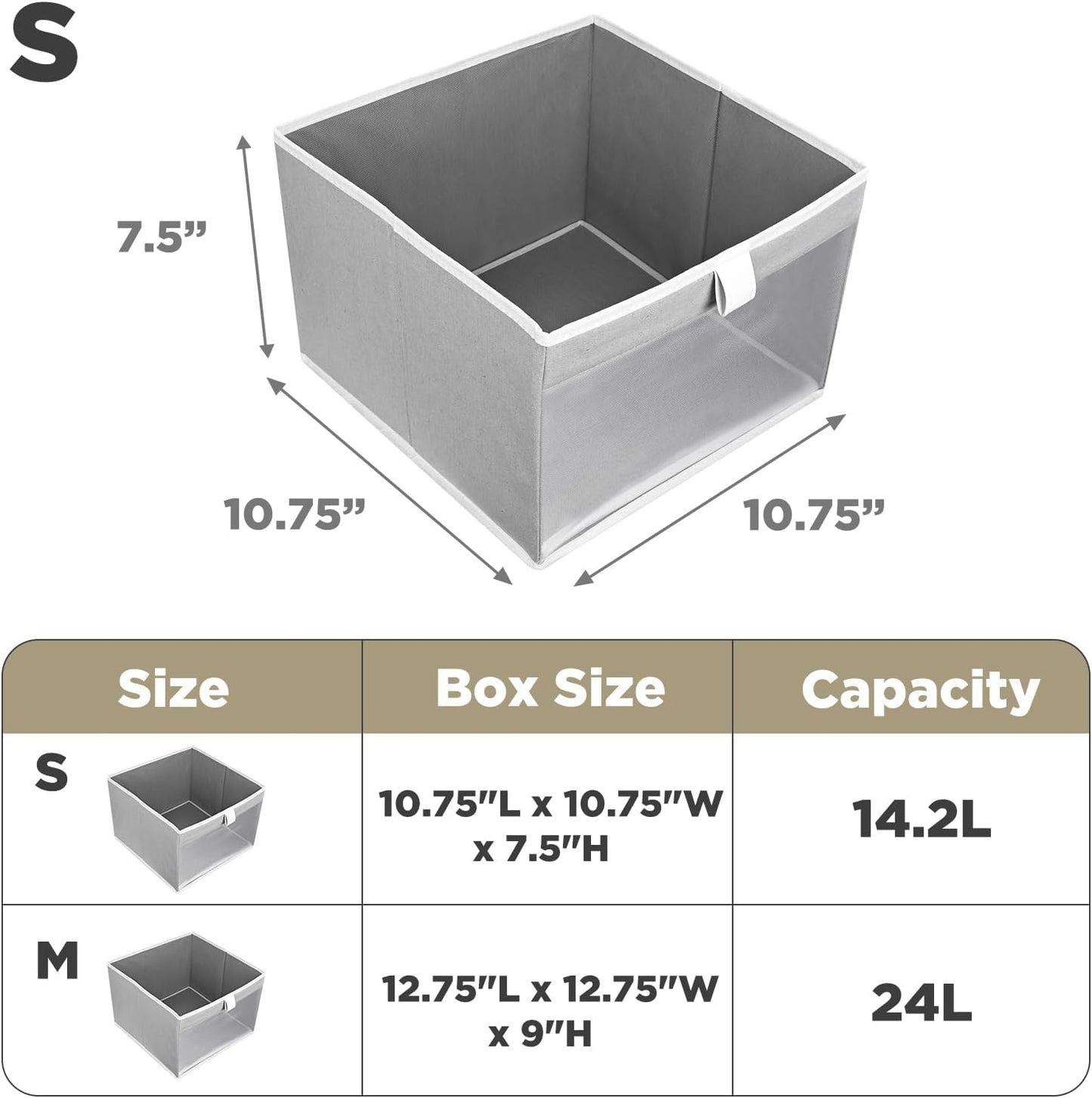 Linen Closet Organizers and Storage, Closet Storage Bins Basket Organizer, Foldable Organization Baskets with Mesh Window for Clothes Towels and Toys, 10.75" x 10.75" x 7.5", Gray, 4 pack