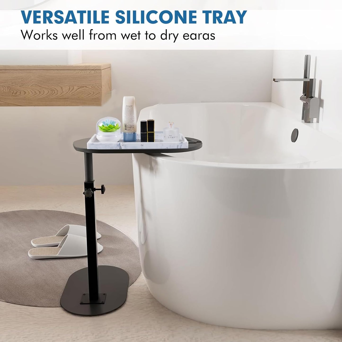 Bloss Small Bathroom Vanity Tray with Soap Dish, 8 x 4 inch Silicone Marble Tray for Kitchen Counter,Toilet Tank Storage,Perfume Trays for Dresser, Jewelry, Candle, Key