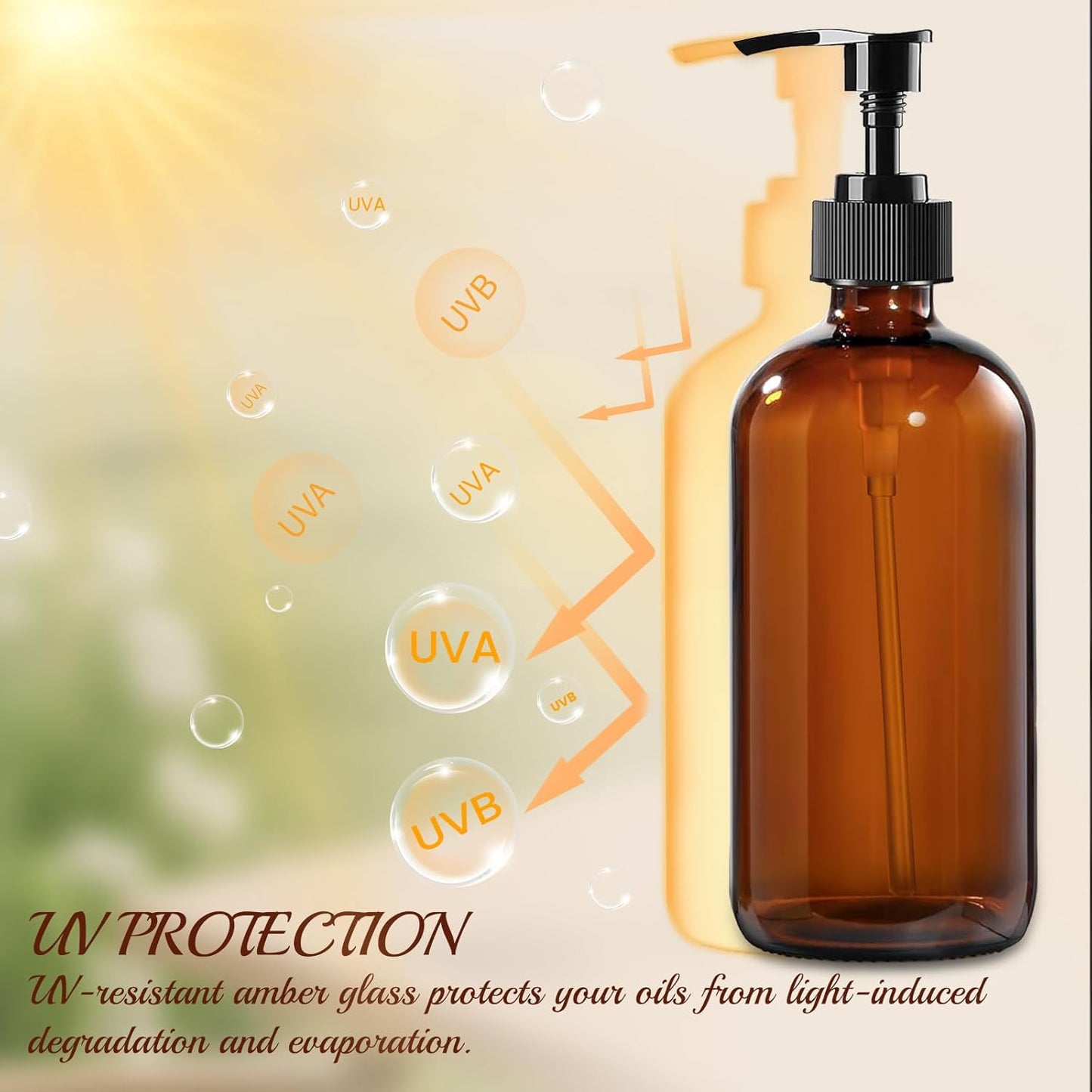 12 Pack Amber Glass Bottles 16oz with Pump Dispensers, Refillable Empty Pump Bottles for Bathroom, Kitchen, Shampoo, Soap, Lotion – Includes 2 Funnels & 12 Labels