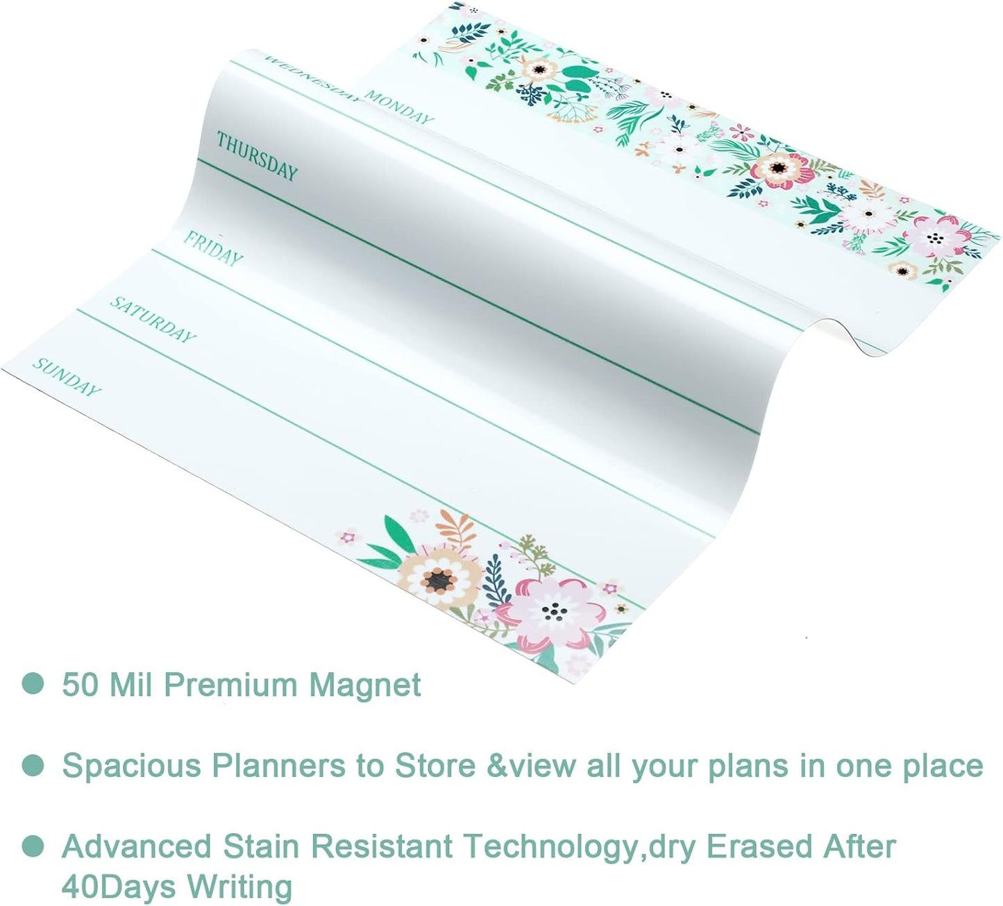 Outus 2 Pieces Magnetic Weekly Dry Erase Boards Erasable Weekly Calendars Whiteboard Planners with 2 Pieces Markers for Office, Home, School Supplies (Flower Style)