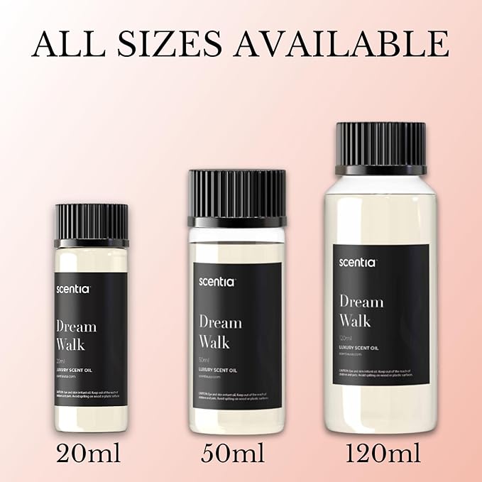 Scentia Hotel Diffuser Oil Inspired by The Hotel Scent - 20 ml 0.67 fl oz - Essential Oil Blend White Tea, Cedarwood Notes for Aromatherapy Diffusers and Humidifiers - Dream Walk, Thanksgiving Gift