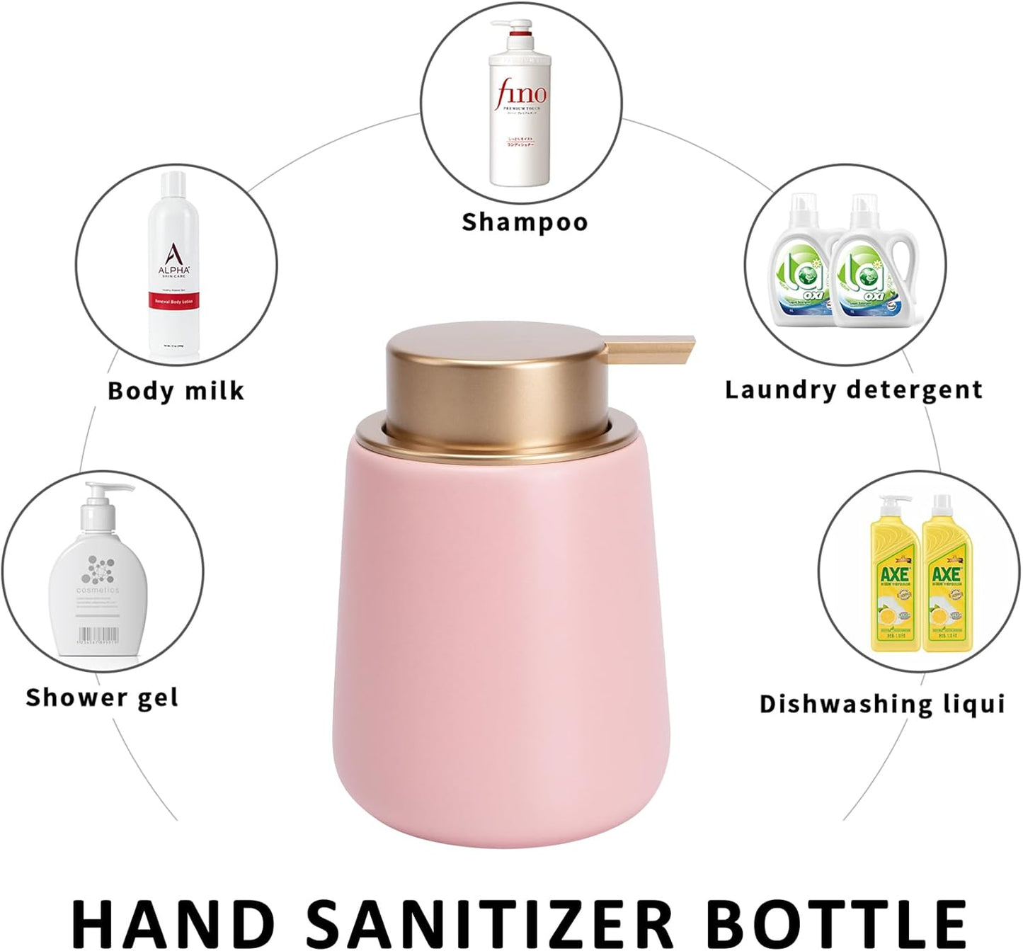 Soap Dispenser Ceramic with Easy-to-Press Pump Hand Lotion Liquid Dispenser for Shampoo Bathroom Kitchen 12 oz