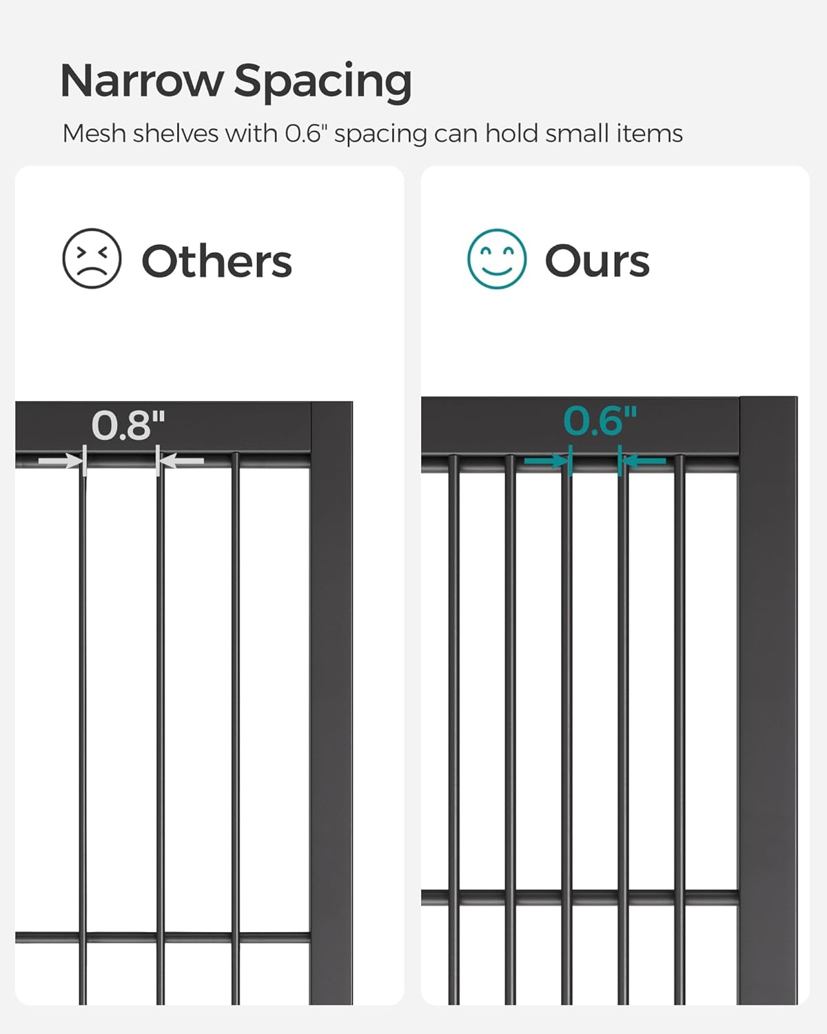 SONGMICS 3-Tier Metal Storage Rack with Wheels, Mesh Shelving Unit with X Side Frames, 23.6-Inch Width, for Entryway, Kitchen, Living Room, Bathroom, Industrial Style, Black UBSC163B01