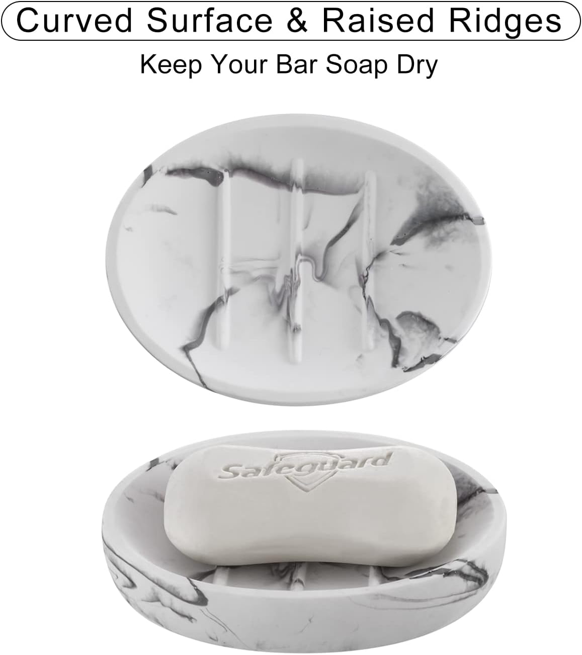 2 Pack Resin Soap Dish, Marble Look Soap Holder Shower Soap Dishes for Bar Soap, Bar Soap Holder Soap Tray Soap Saver for Shower Bathroom Kitchen Sink