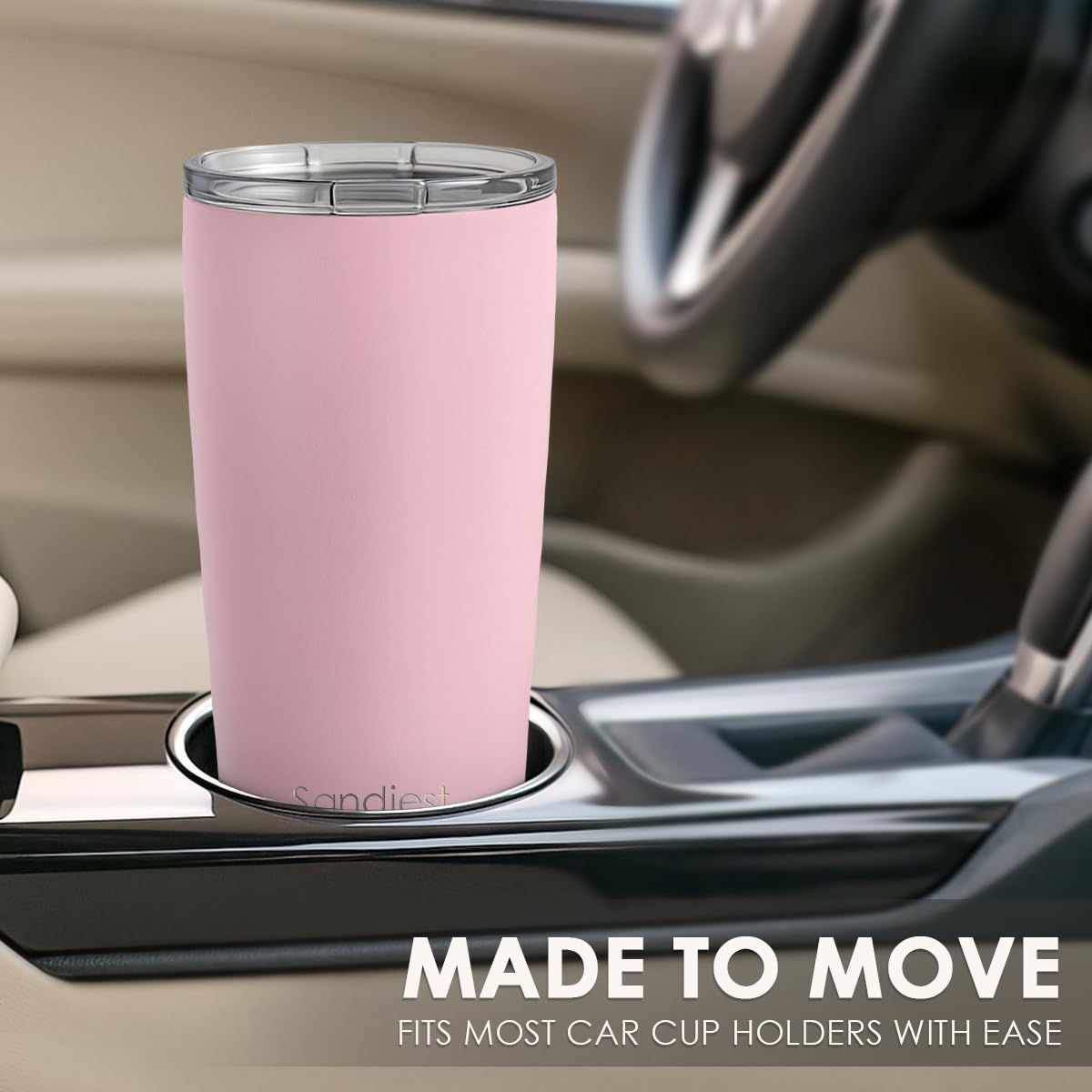 SANDJEST Pink Tumbler 20oz Stainless Steel Double Wall Vacuum Insulated, Travel Coffee Cup, Gifts for Men Women Birthday Christmas