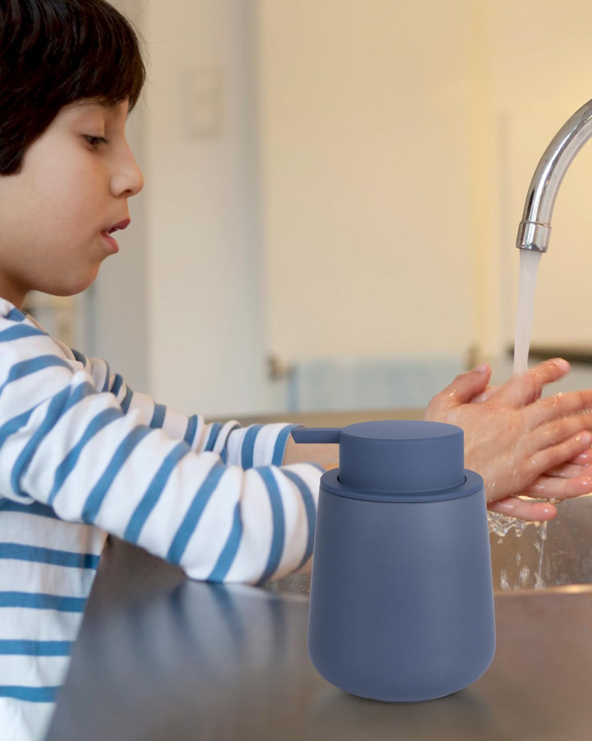 Bosilunlife Soap Dispenser Bathroom - Blue Ceramic Soap Dispenser Lotion Hand Pump Dish Soap Bottle for Kitchen 12oz Refillable Liquid Hand Wash Dispenser for Bathroom