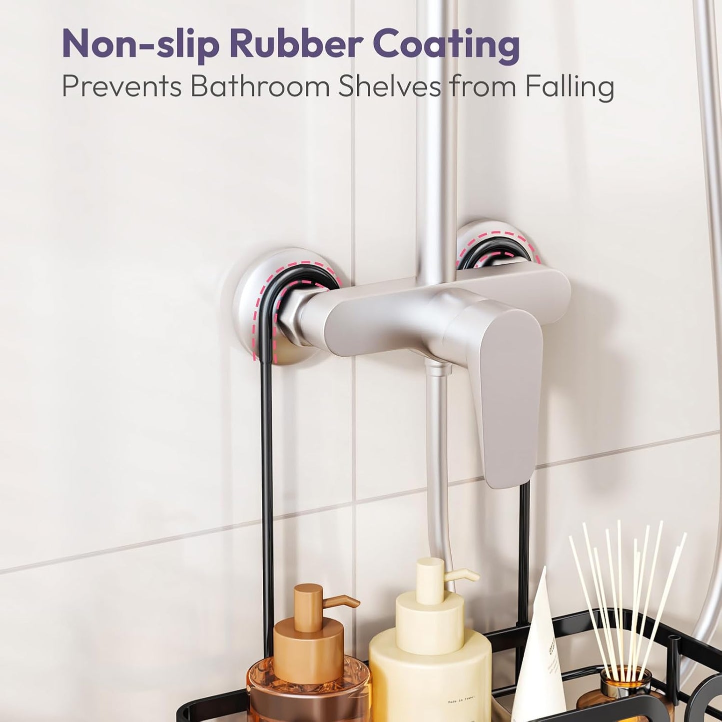 SWTYMIKI Shower Caddy Hanging Organizer - Over the Door Shower Caddy with Soap Holder, 11 Hooks, 2 Installation Ways, Stainless Steel Rustproof Bathroom Organizer, Black