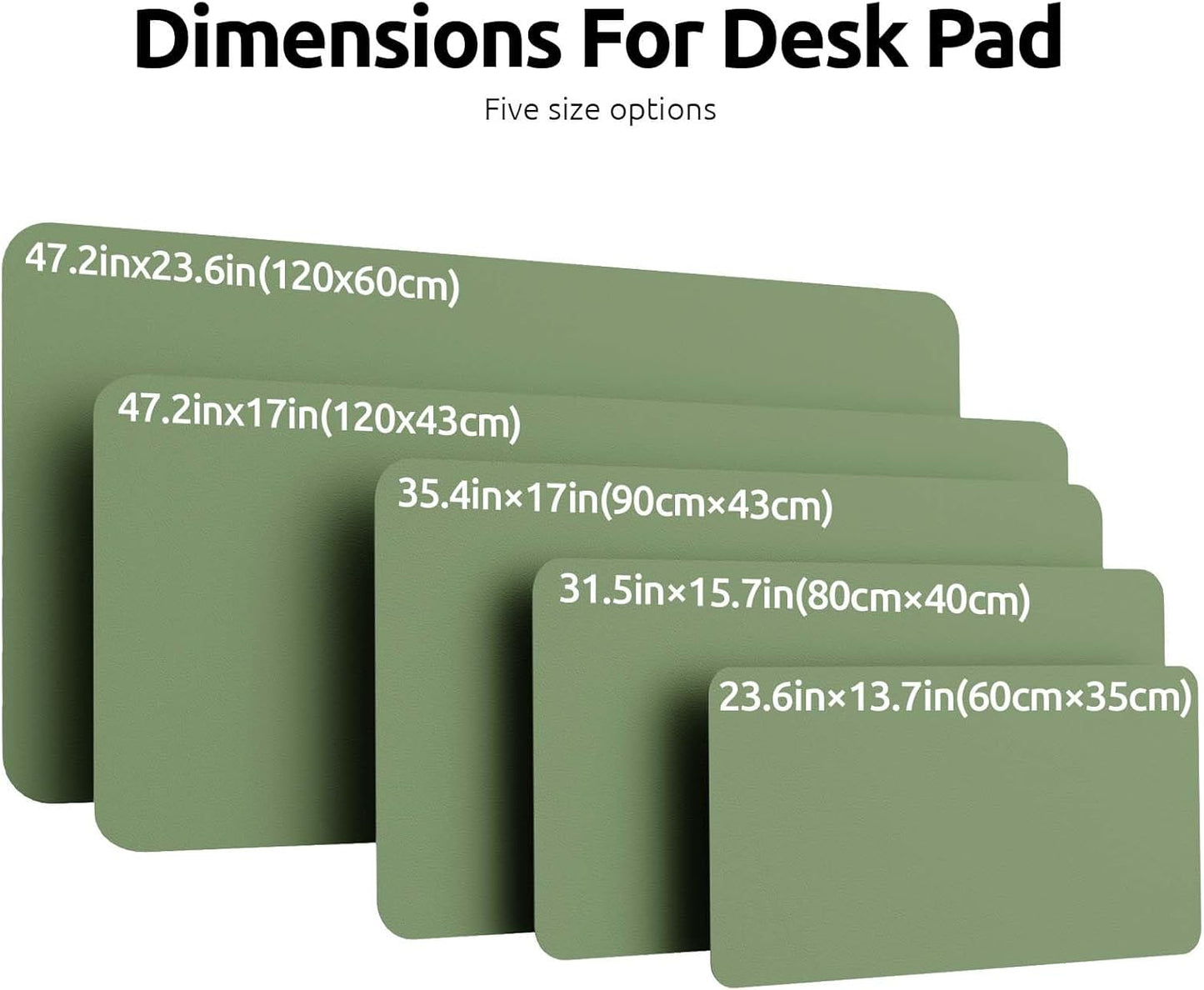 YSAGi Leather Desk Protector, Office Mat, Large Mouse Mat, Non-Slip PU Leather Blotter, Laptop Pad, Waterproof Writing Pad for Office and Home (Bamboo Green, 47" x 17")