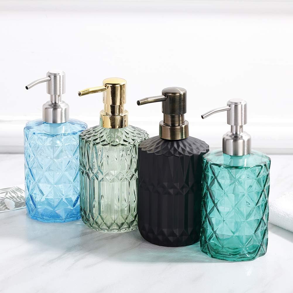 Soap Dispenser with Pump, Refillable Liquid Hand Soap Dish Soap Dispensers for Bathroom Counter, Kitchen Sink (Black)