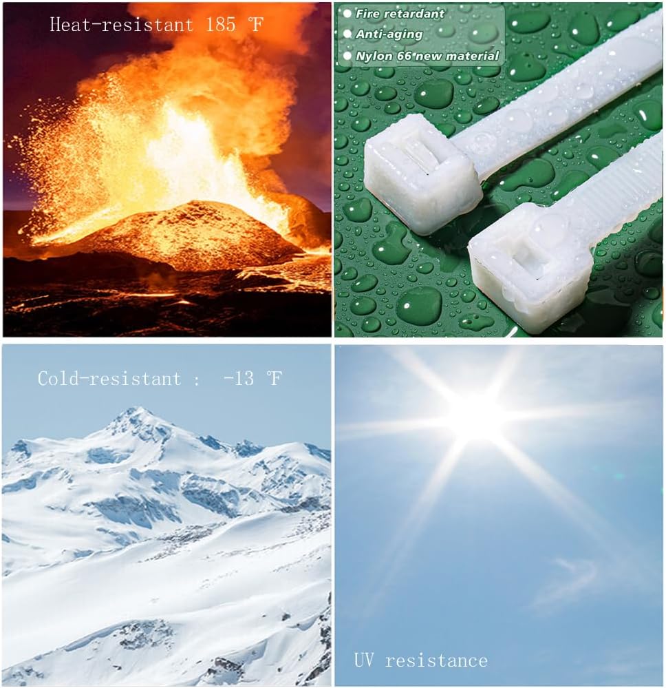 36 inch white heavy duty cable ties, UV-resistant, extra long nylon zip ties, 15 pieces, 200 lb tensile strength