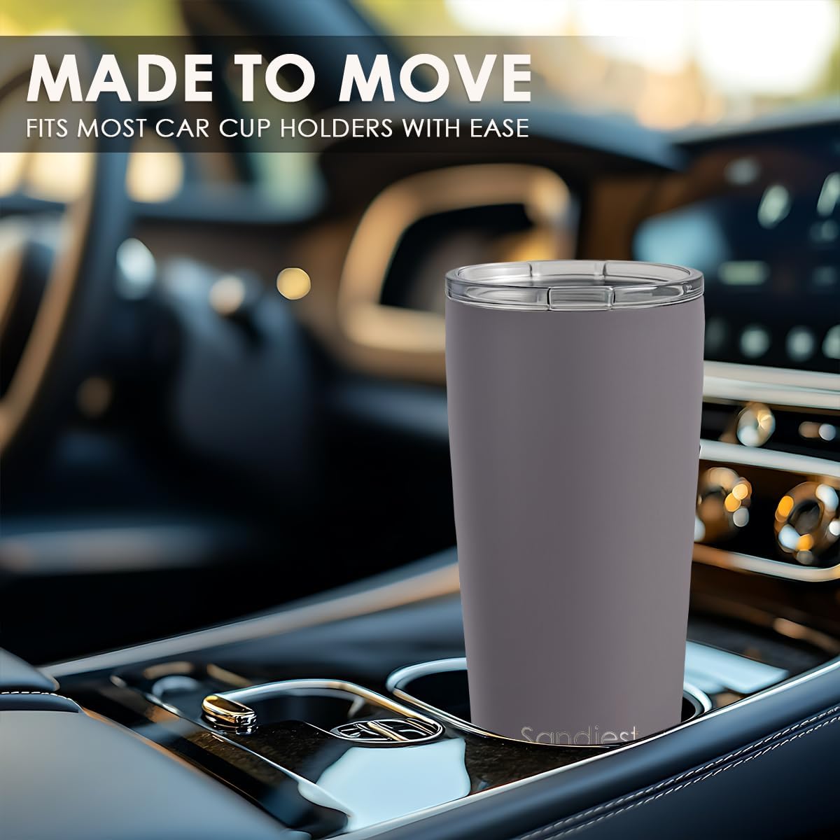 SANDJEST Gray Tumbler 20oz Stainless Steel Double Wall Vacuum Insulated, Travel Coffee Cup, Gifts for Men Women Birthday Christmas