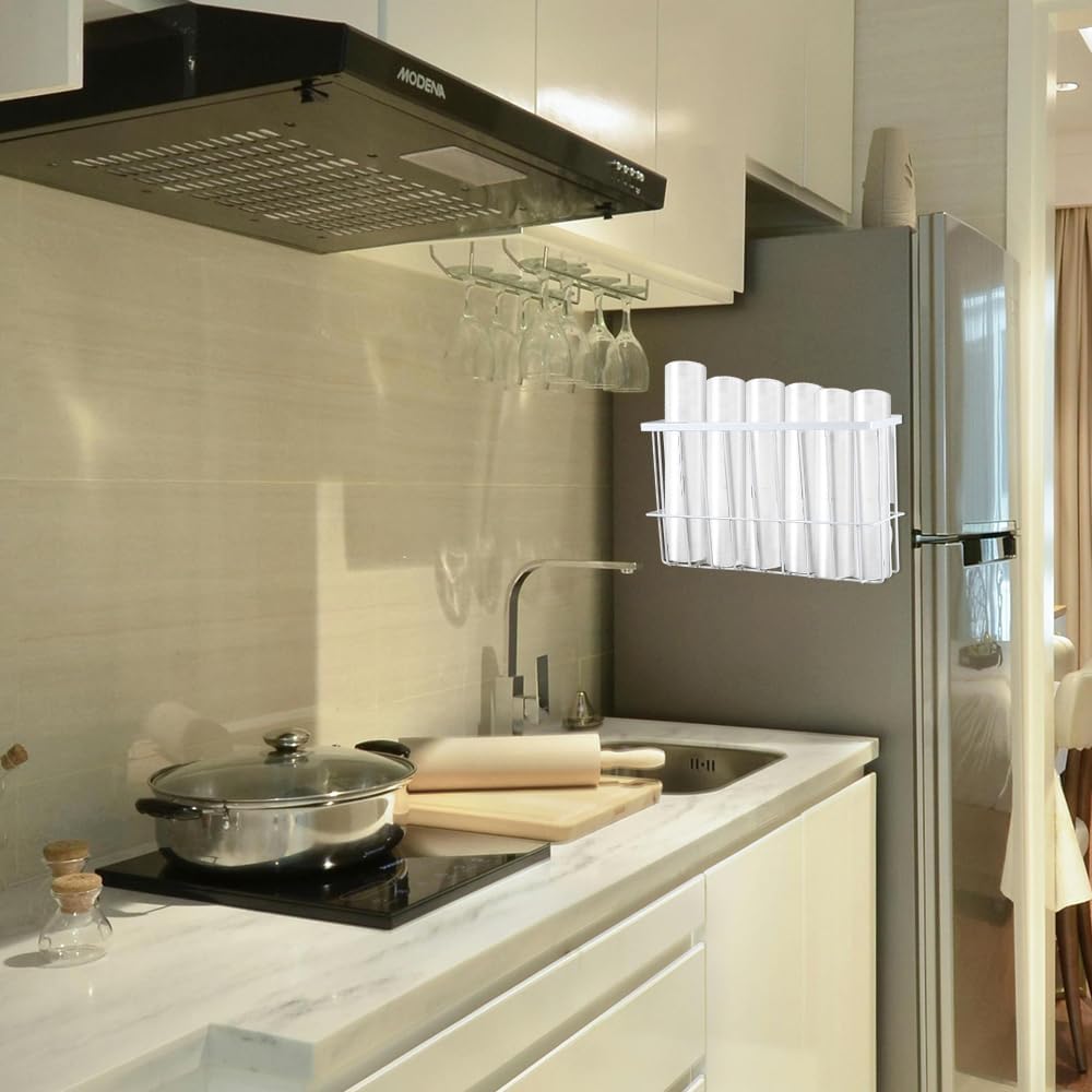 Picowe Large Dryer Ball Organizer Magnetic Storage Bin, Magnetic Basket Dryer Ball Holder for Laundry Room Organization and Storage to Hold 6 Dryer Balls, Without Balls (White, L )