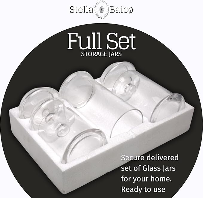 Set of 3 Apothecary Jars Glass, Apothecary Jars with Lids Bathroom, Clear Candy Jar Set, Decorative Jar for Party, Wedding and Home Decor (Height: 11", 8.5", 7.5"; Diameter: 5")