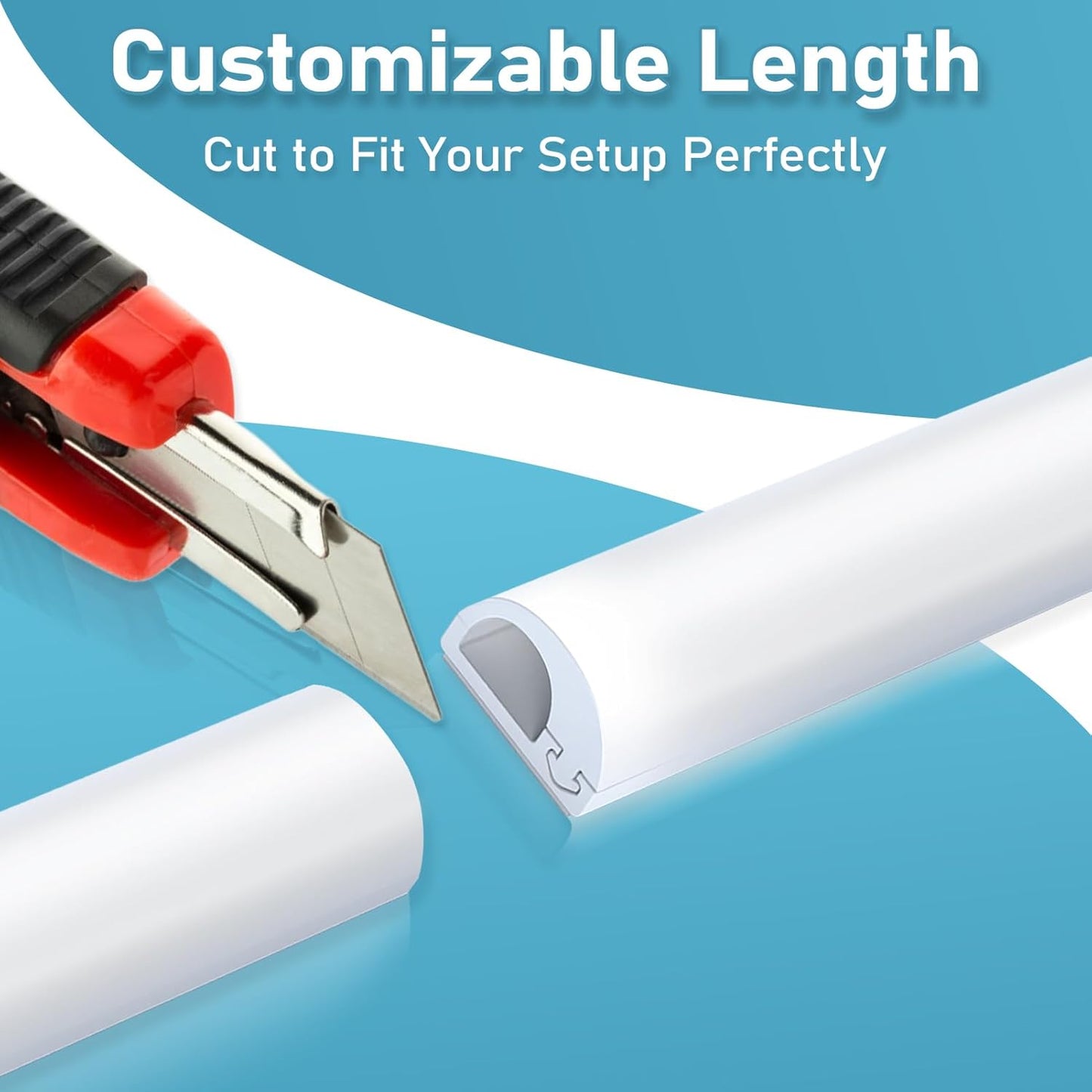 118" Wall Cord Hider, Self Adhesive Silicone Cord Covers for Wires On Wall, Cord Hider for Wall Mount TV, Flexible Cable Cover Raceway Kit for 1 Wire, White (0.59" W x 0.39" H)