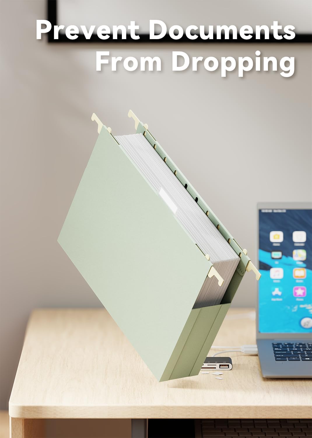 Ansook Plastic Letter Size Hanging File Folders,Heavy Duty 2" Expandable File Folder with Tabs,12 Pack Reinforced File Cabinet Folders for Documents,Morandi Colored Extra Capacity Hanging Folders