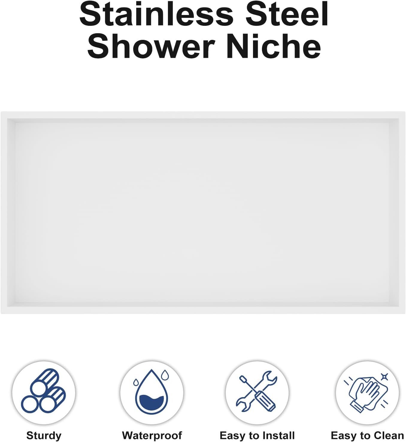 Achelous Stainless Steel Insert Shower Niche 24" X 12" NO Tile Needed, Bathroom Wall Recessed Shelf Organizer, Wall-inserted Shower Caddy, Matte White