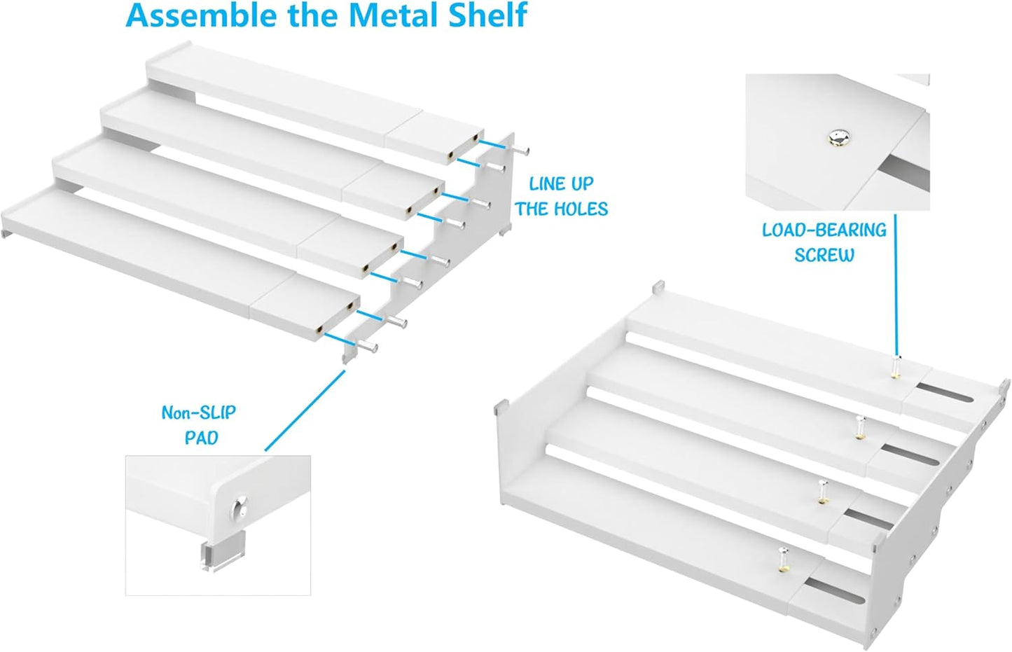 Expandable 4-Tier Step Spice Rack Organizer for Kitchen Cabinet Modern Design and Non Skid Space Saving Storage Shelf for Countertop Cabinets Pantry(2Packs/White)