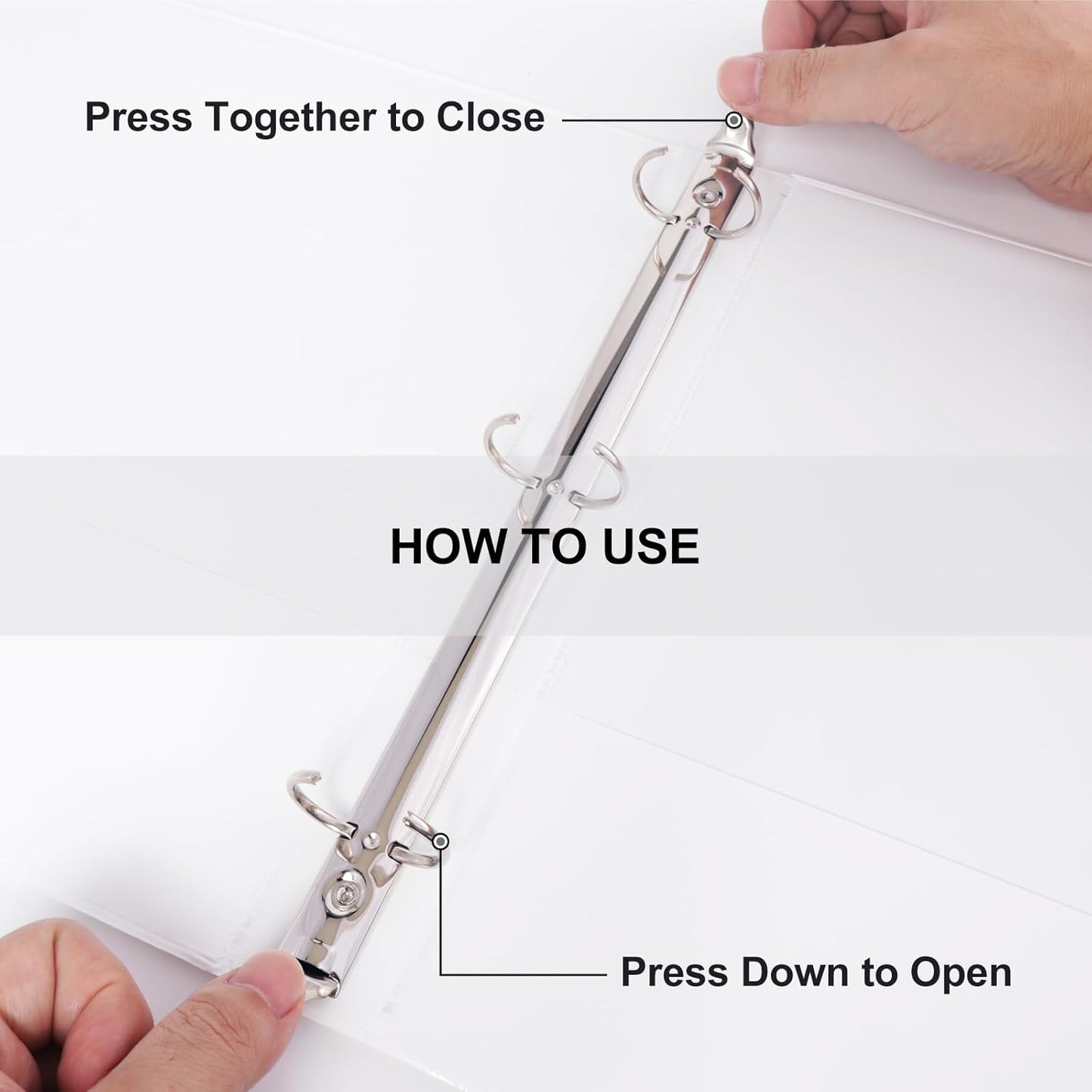 3 Ring Binder 1 Inch, ViVin Sturdy 1"-Round Ring Binder with 2 Interior Pockets, Clear View Cover, PVC-Free, Fits 200 Sheets of 8.5'' x 11'' Paper, Office Home School (6 Pack, White)