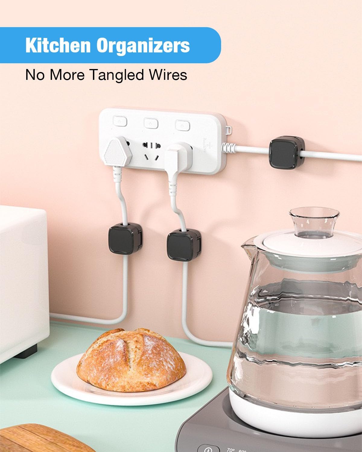 Generic 8 Pack Magnetic Cable Clips, Adjustable Magnetic Cord Organizer, Adhesive Magnetic Cord Holder for Desk, Home, Office, Car, Nightstand