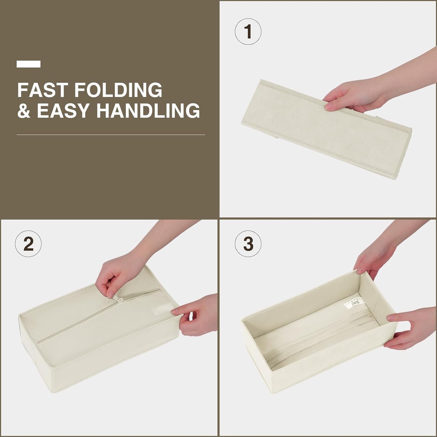 DIMJ Drawer Organizers for Clothing, Set of 8 Fabric Closet Organizers and Storage, Dresser Organizers, Drawer Dividers for Baby Clothes, Socks, Belt, Tie (Beige)