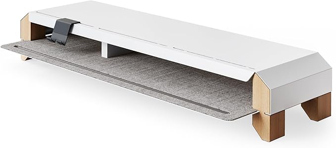 Fenge Monitor Stand for Desk, 39 Inch Dual Monitor Riser for 2 Monitors, Solid Wood Desk Shelf with Cable Management, 2 Tier Computer Stand with Phone Stand for PC, Laptop, Printer, TV