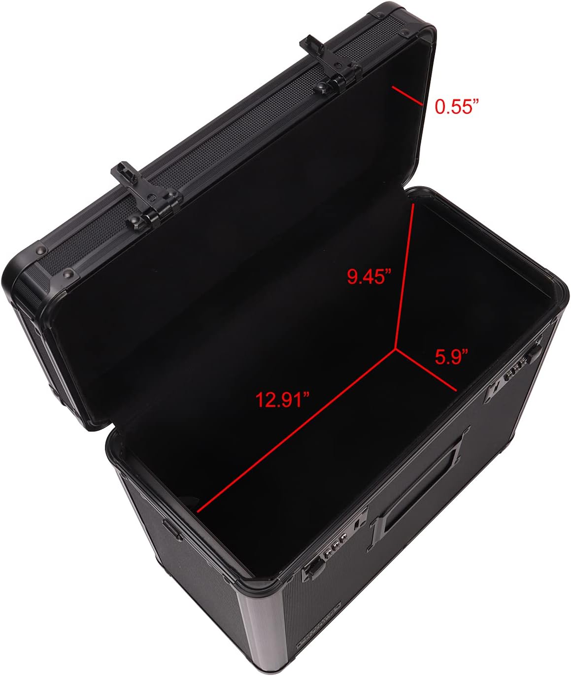 Vaultz File Organizer Storage Box - 14 x 7 x 12.19 Inch Letter Size, Portable Locking Storage Totes with Dual Combination Locks for Filing Office Documents - Super Tactical