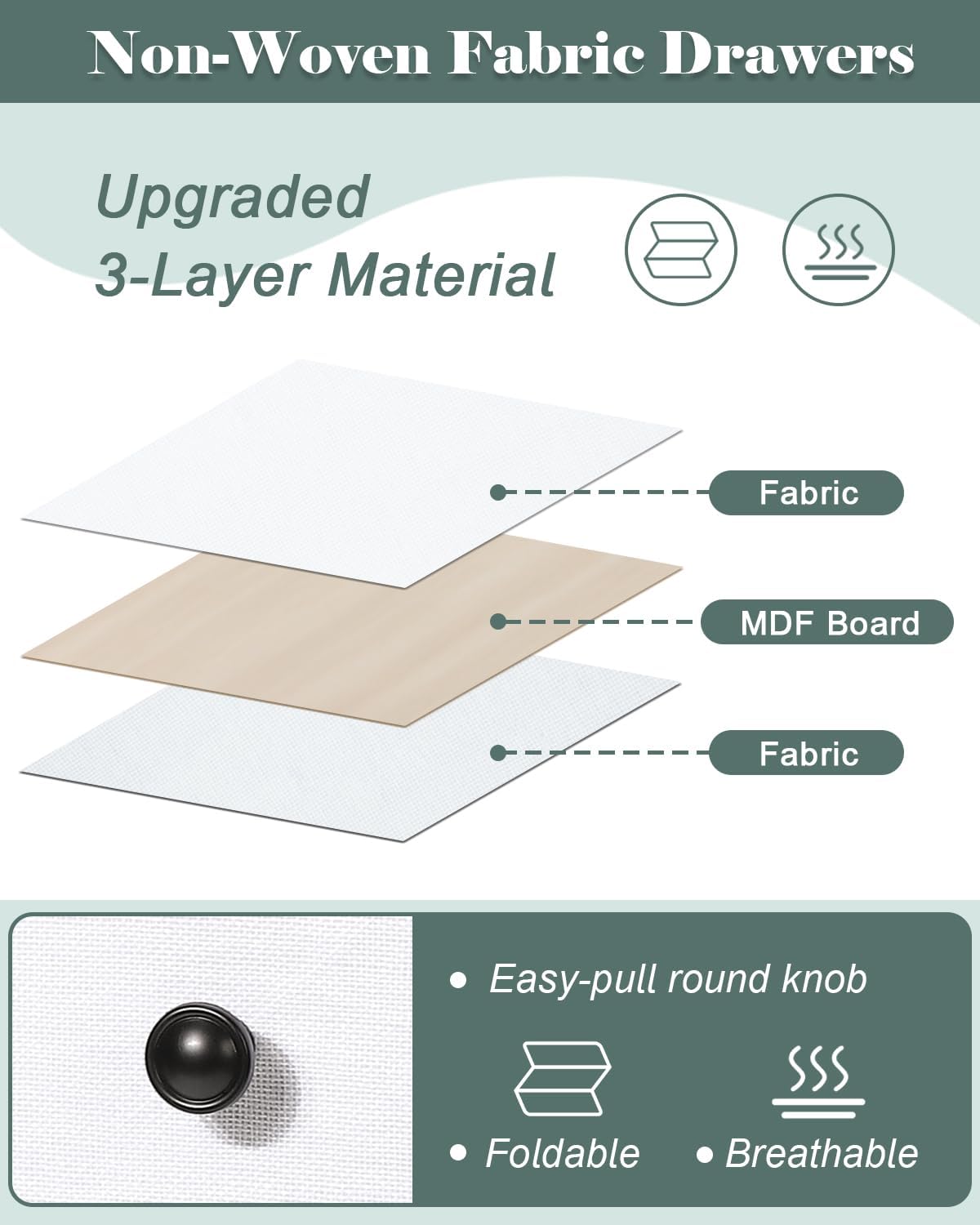 MOOACE Narrow Dresser for Bathroom, Slim Dresser Storage Cabinet, Chest of 3 Fabric Drawers with Wood Shelf, Bedroom Organizer Tower for Small Space, Closet, Laundry, White