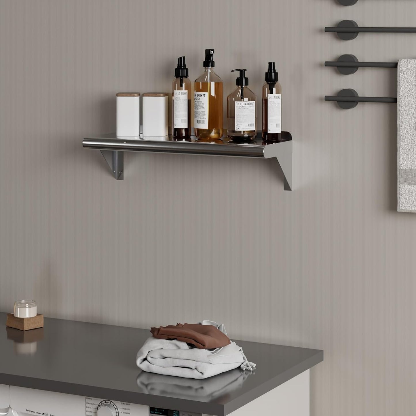 AmGood 8" X 24" Stainless Steel Wall Shelf | Metal Shelving | Garage, Laundry, Storage, Utility Room | NSF | Restaurant, Commercial Kitchen