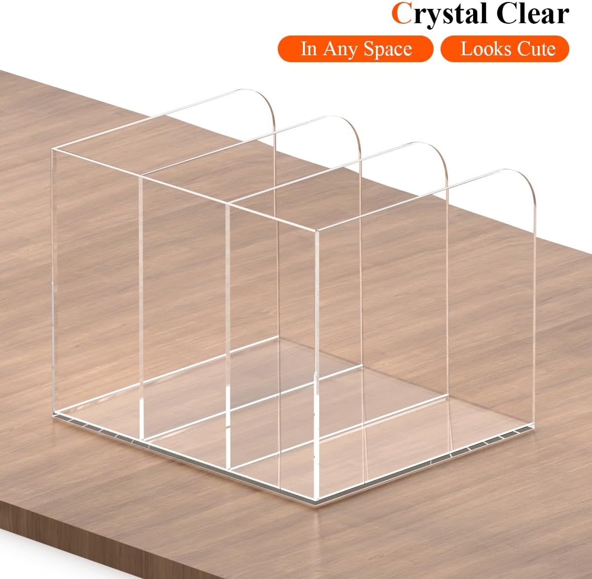 Acrylic Magazine Holder with 3 Vertical Compartments, Clear Desk Mail Organizer Magazine File Rack, Book Holder Paper Folder Binder Holders Office Organization for Desk Accessories