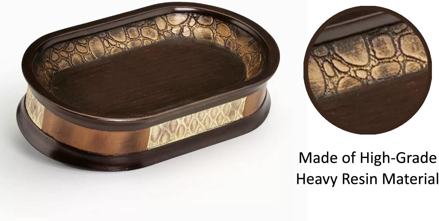 Zahari Home 4pc Zambia Stylish Bathroom Accessories Set Soap Pump, Tumbler, Tooth Brush Holder and Soap Dish Modern Classic Luxury Contemporary Decor Unique Design Animal Western Bath Set