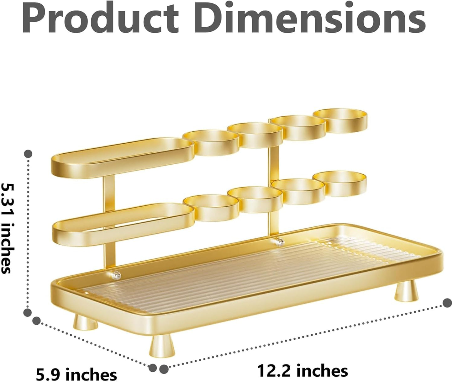 Electric Toothbrush Holder for Bathroom Countertop 5 Metal Slots Toothpaste Razor Mouthwash Organizer, Gold