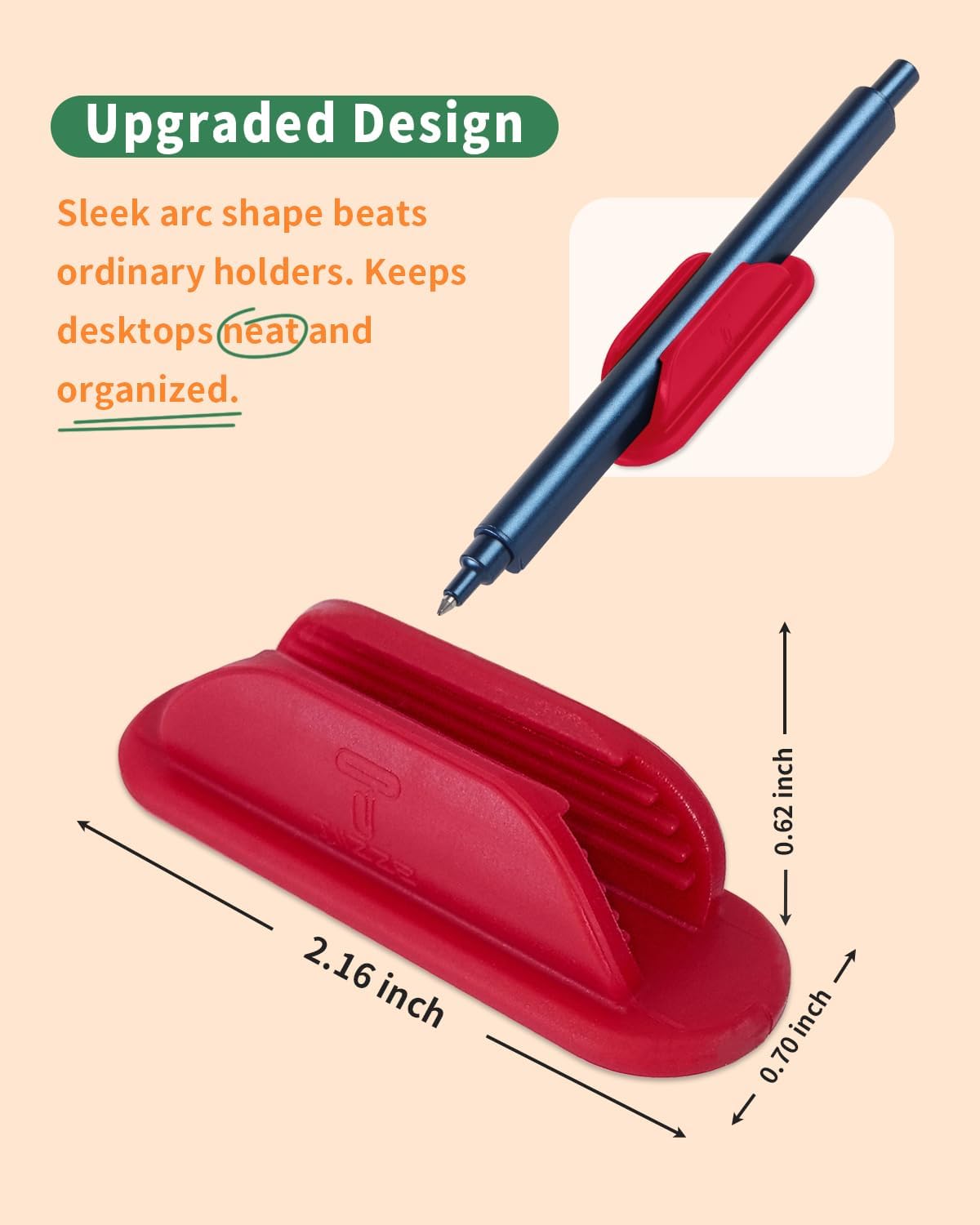 Adhesive Pencil Holders for Desk Set of 10 - Silicone Pen Holder with 15 PCS Upgraded Adhesive Pads - Flexible Pencil Holder for Walls Clipboards, Office Essentials Accessories Teacher Supplies