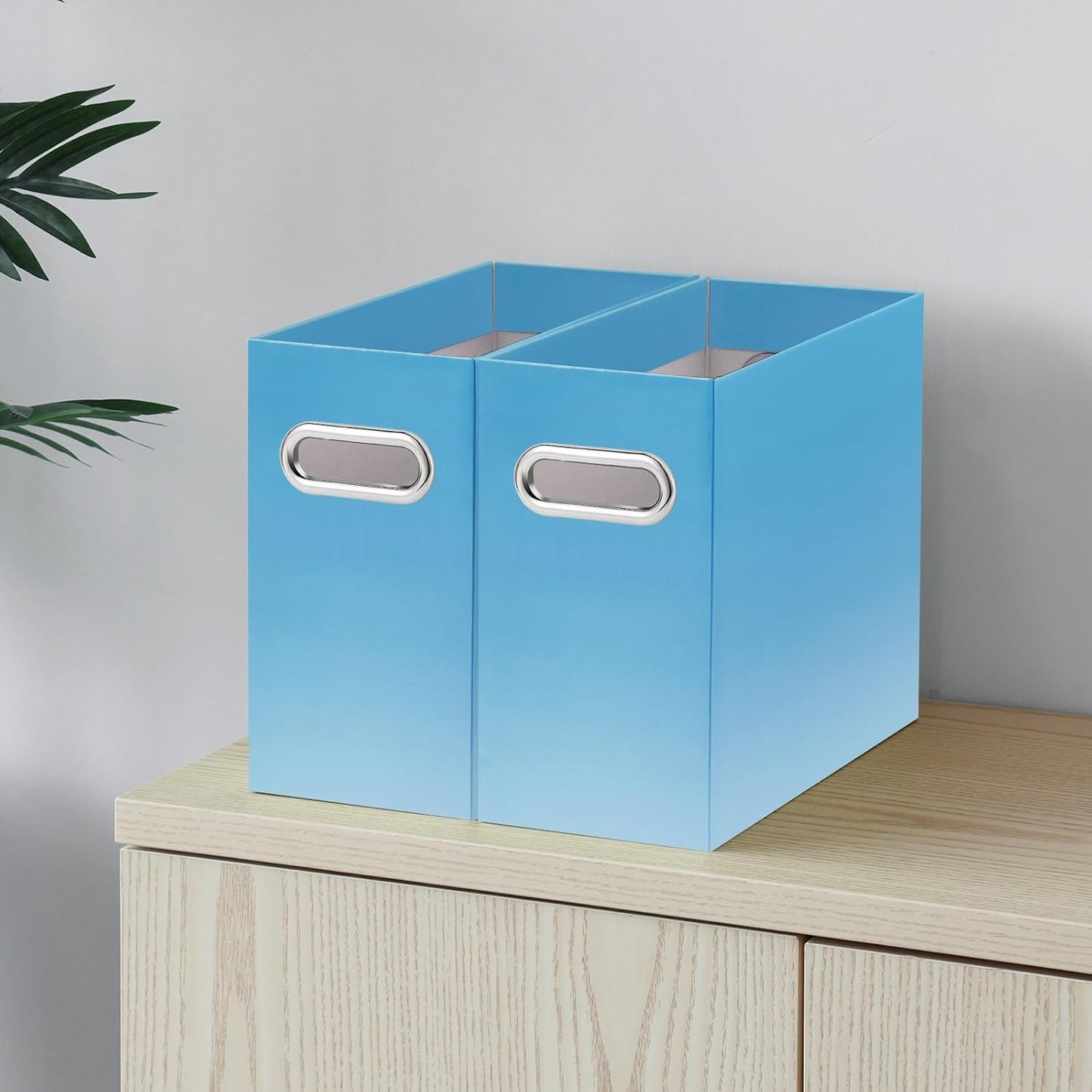 Oterri Cardboard File Organizer Box for Hanging File Folders Letter Size,File Box for Computer Desk,File Cabinet,Working Home,Office,Classroom (Gradient Light Blue, Letter Size - 2 Packs)