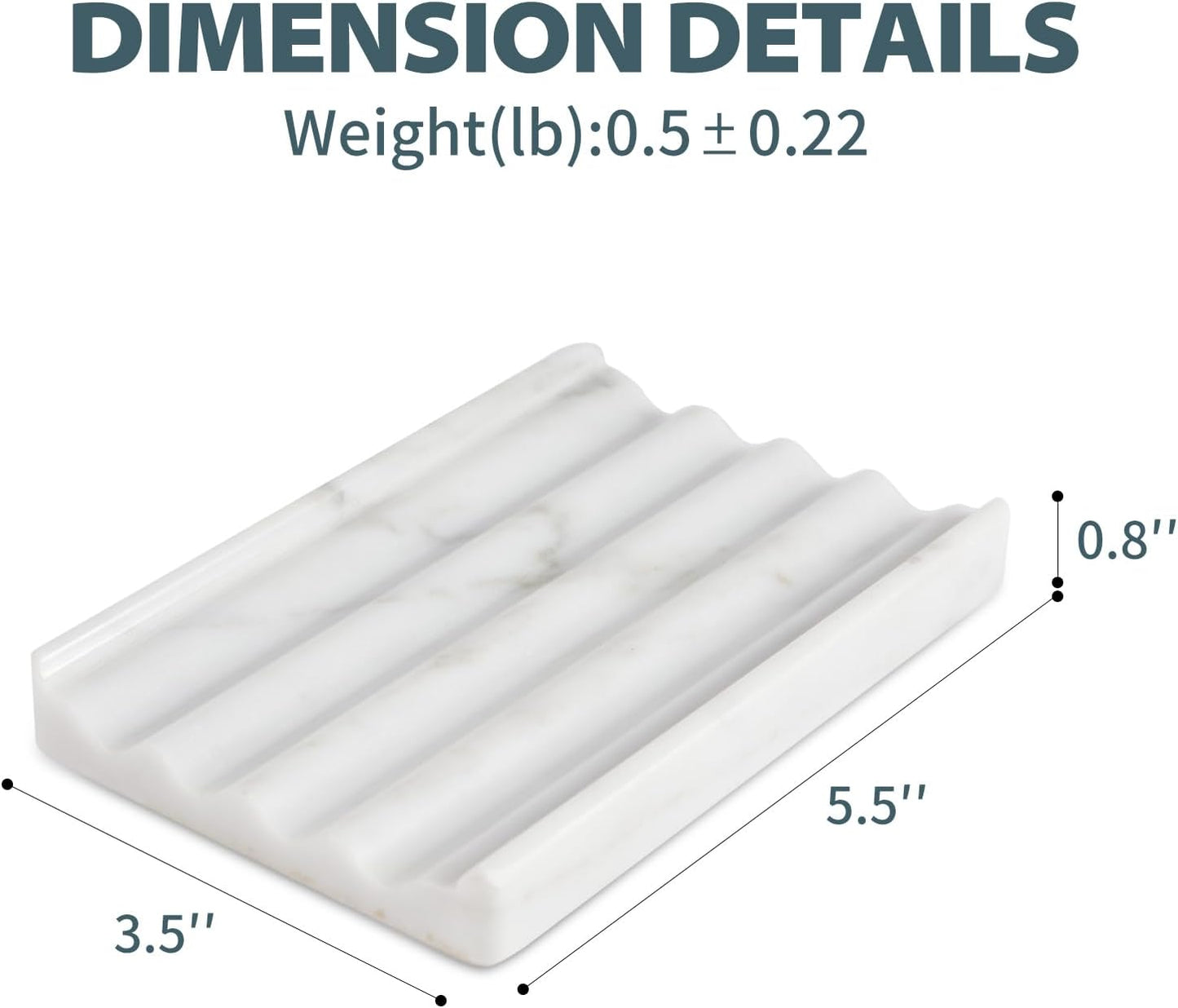 Soap Holder, Marble Soap Dish for Shower, Bar Soap Holder with Water Ripple Design, Easy Cleaning Soap Saver for Kitchen Sink,Bathroom, Executive Italian Natural Stone Soap Tray(Bianco Carrara)