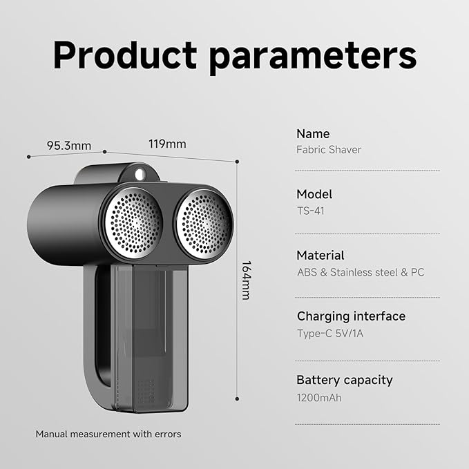 Electric Fabric Shaver,Rechargeable Lint Remover,Sweater Shaver,Dual Motors Drive and with Replaceable six-Blade Blades,LED Display,3-Speed,Lighting Assistance,for Clothes Couch Furniture
