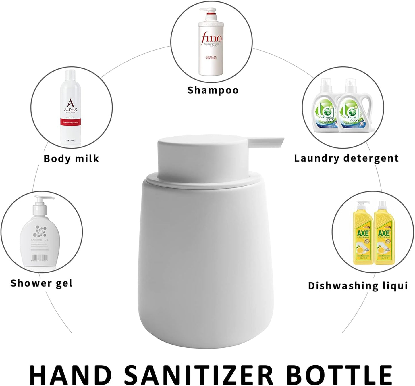 Soap Dispenser Ceramic with Easy-to-Press Pump Hand Lotion Liquid Dispenser for Shampoo Bathroom Kitchen 12 oz White