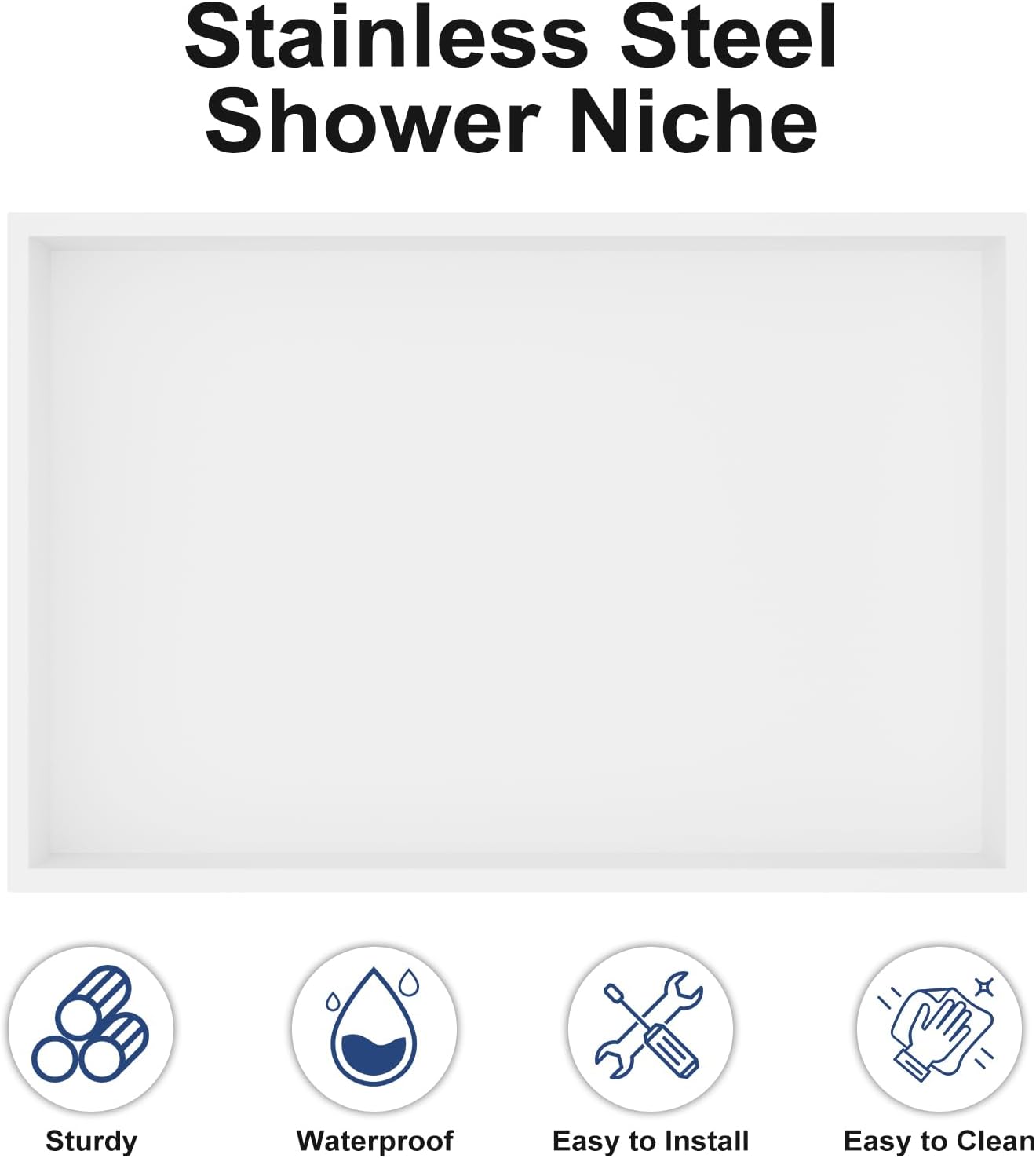 Achelous Stainless Steel Insert Shower Niche 18" X 12" NO Tile Needed, Recessed Shower Shelf Organizer, Matte White
